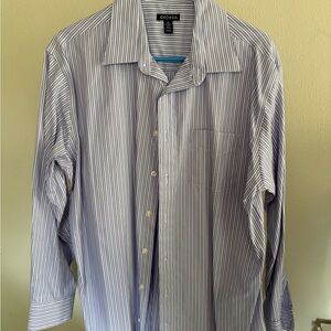 George Men's Classic White Purple and Blue Pinstripe Shirt